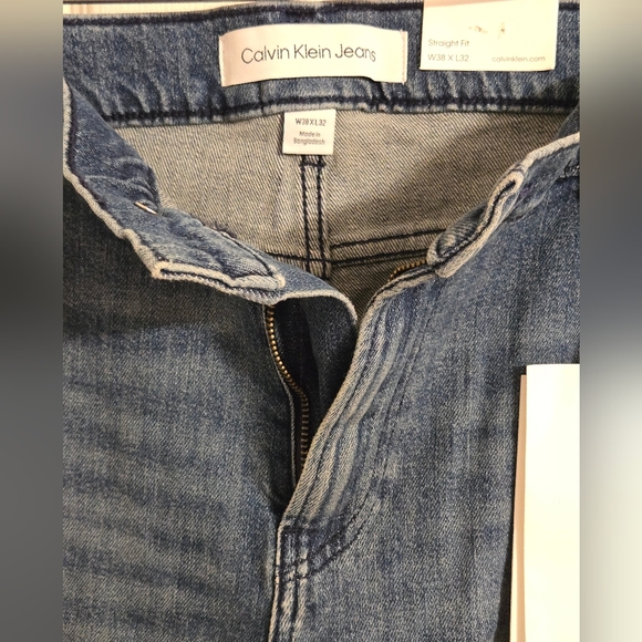 Calvin Klein Blue Jeans Straight Fit 38x32 With Stretch New With Tags - Picture 3 of 9